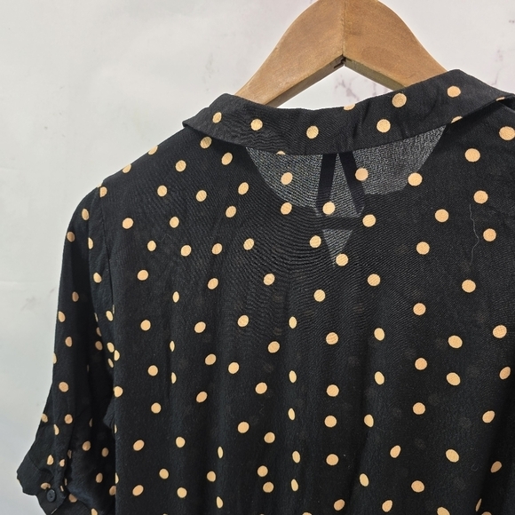 Seraphine Dress Women 2 XS Black Brown Polka Dot Maternity Nursing Button Front - Picture 6 of 14